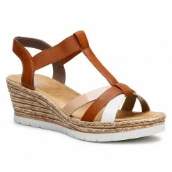 Wedges Sandals RIEKER - 61995-81 Braun Kombi Brown