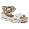 Wedges Sandals RIEKER - 67476-81 Weiss Kombi White, Green