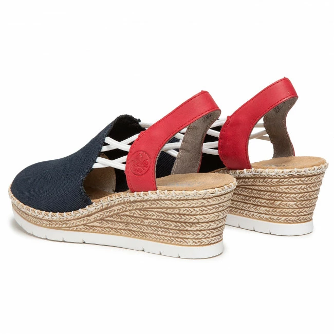 Wedges Sandals RIEKER - 619V0-14 Blau Navy Blue - Image 3