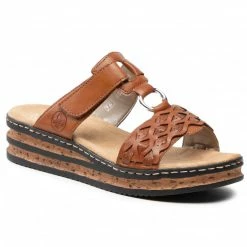 Wedges Slides RIEKER - 629K9-24 Braun Brown