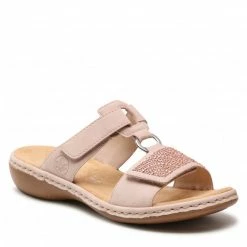Casual Mules Slides RIEKER - 65980-31 Rosa Pink