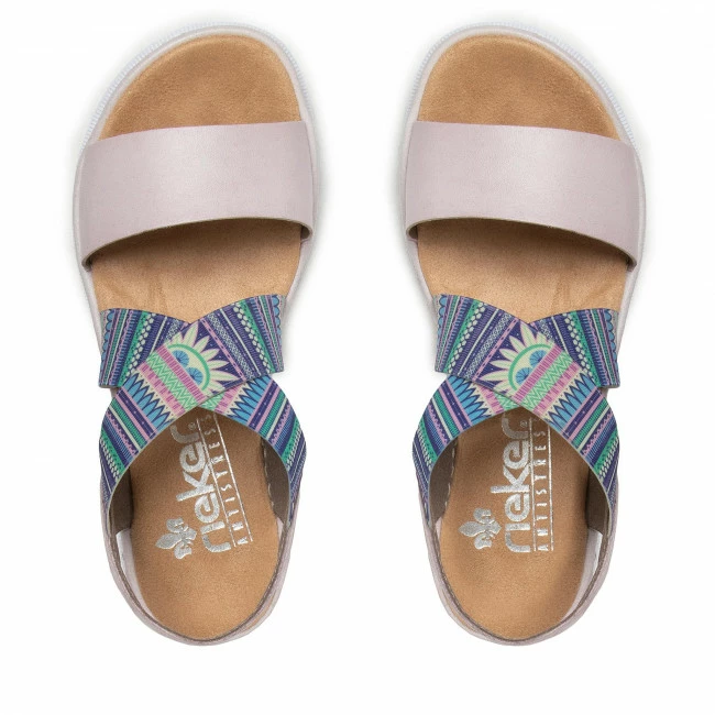 Wedges Sandals RIEKER - V44G8-30 Sonstige Farben Colourful, Pink - Image 6