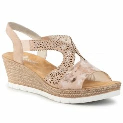Wedges Sandals RIEKER - 61916-31 Pink Beige