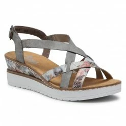 Wedges Sandals RIEKER - V3809-90 Mix Grey