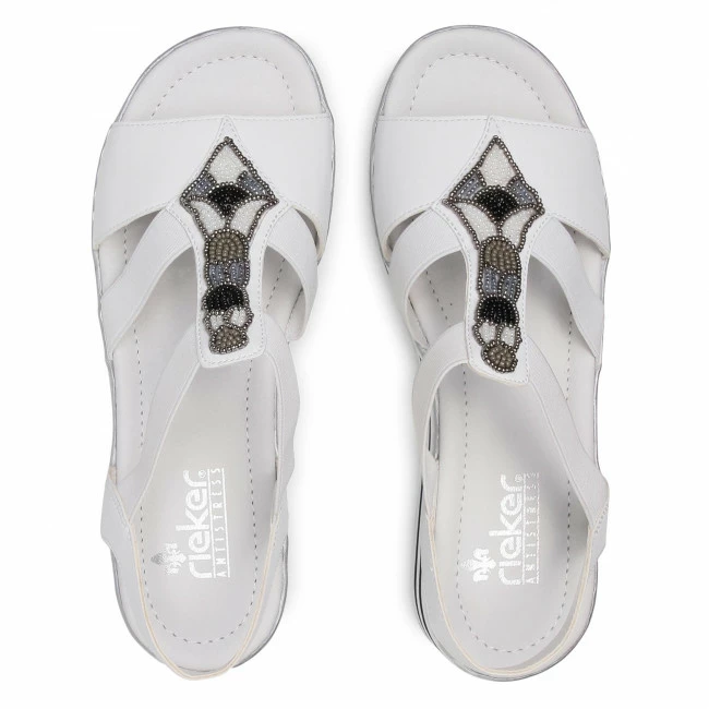 Wedges Sandals RIEKER - V02G9-80A White White - Image 6