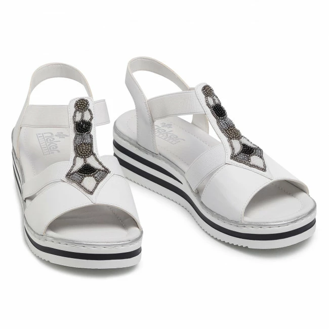 Wedges Sandals RIEKER - V02G9-80A White White - Image 5